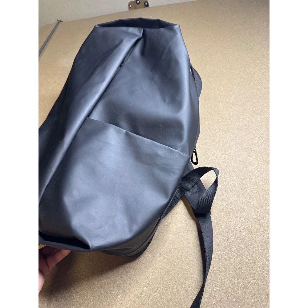 Cote&Ciel Isar M Backpack Black Coated Canvas Laptop Bag Architectural Design